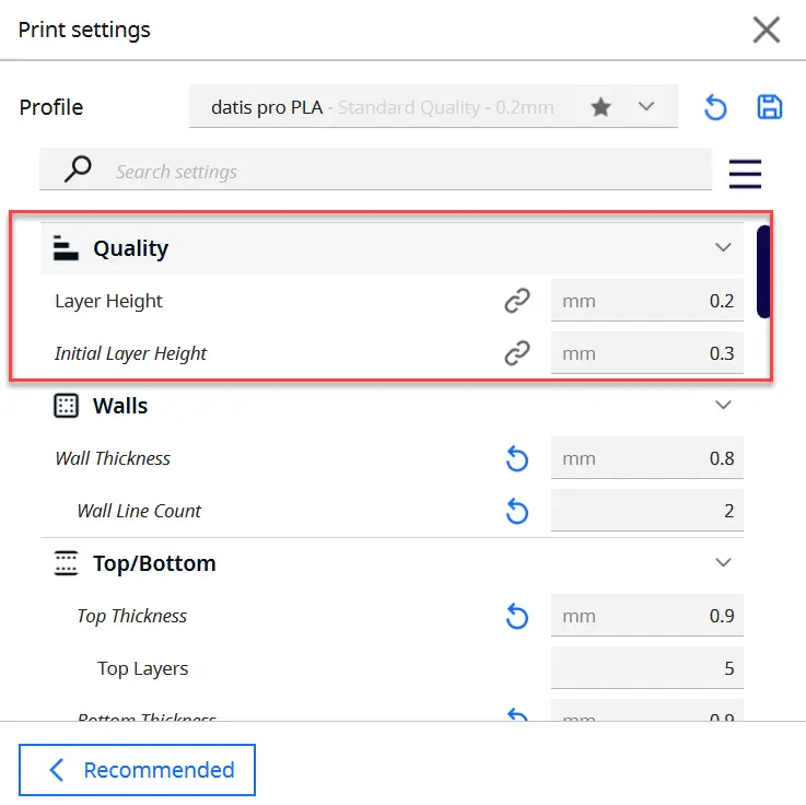 ارتفاع لایه ها یا Layer Height یا دقت پرینت