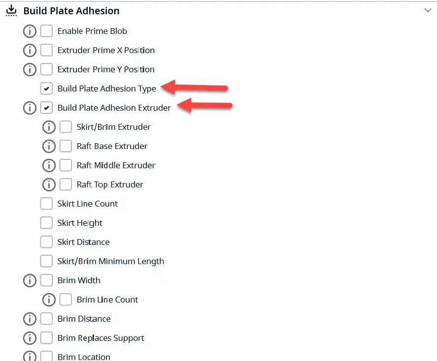 بخش Build Plate Adhesion