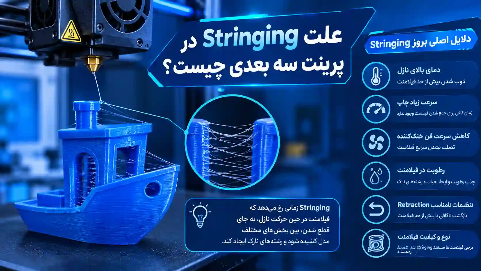 علت Stringing در پرینت سه بعدی چیست؟